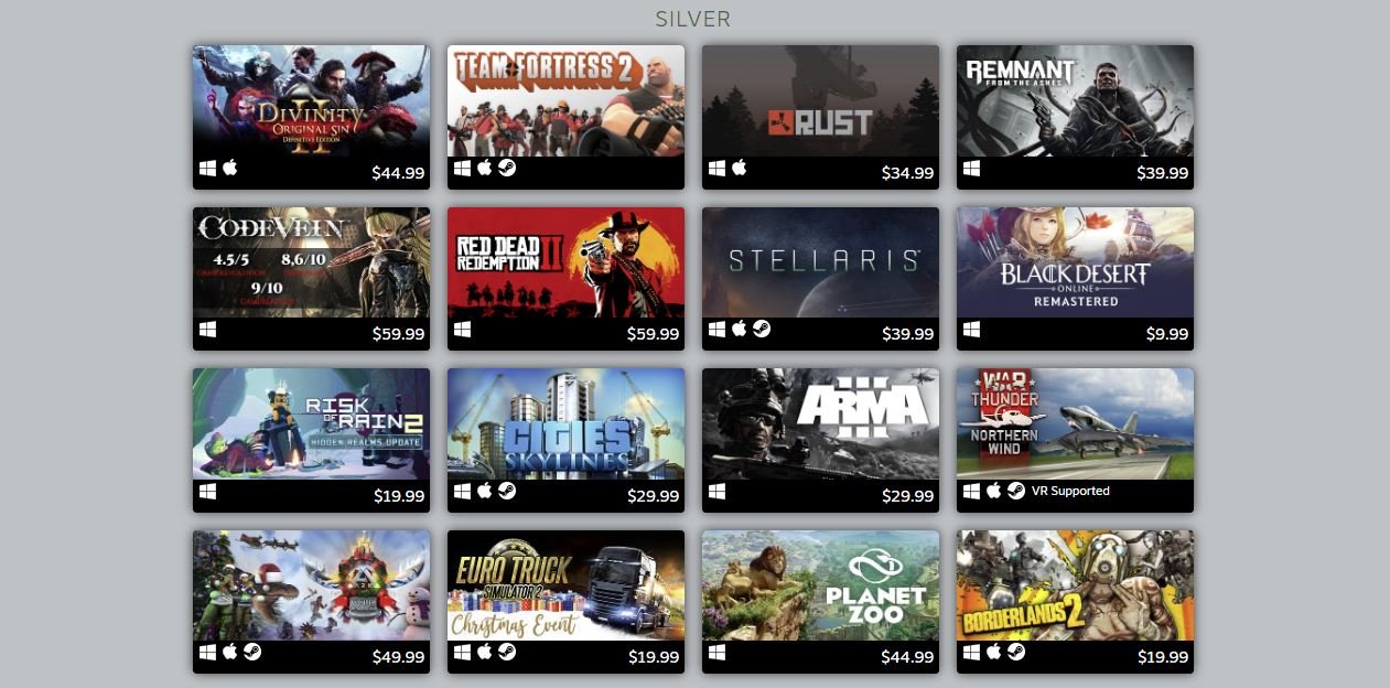 Steam's silver ranked games of 2019